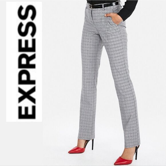 Plus Size/ Petite EXPRESS Barely Boot Columnist Stretch Dress Pants in plaid - Picture 1 of 10